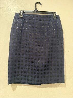 Banana Republic Navy Check Pencil Skirt